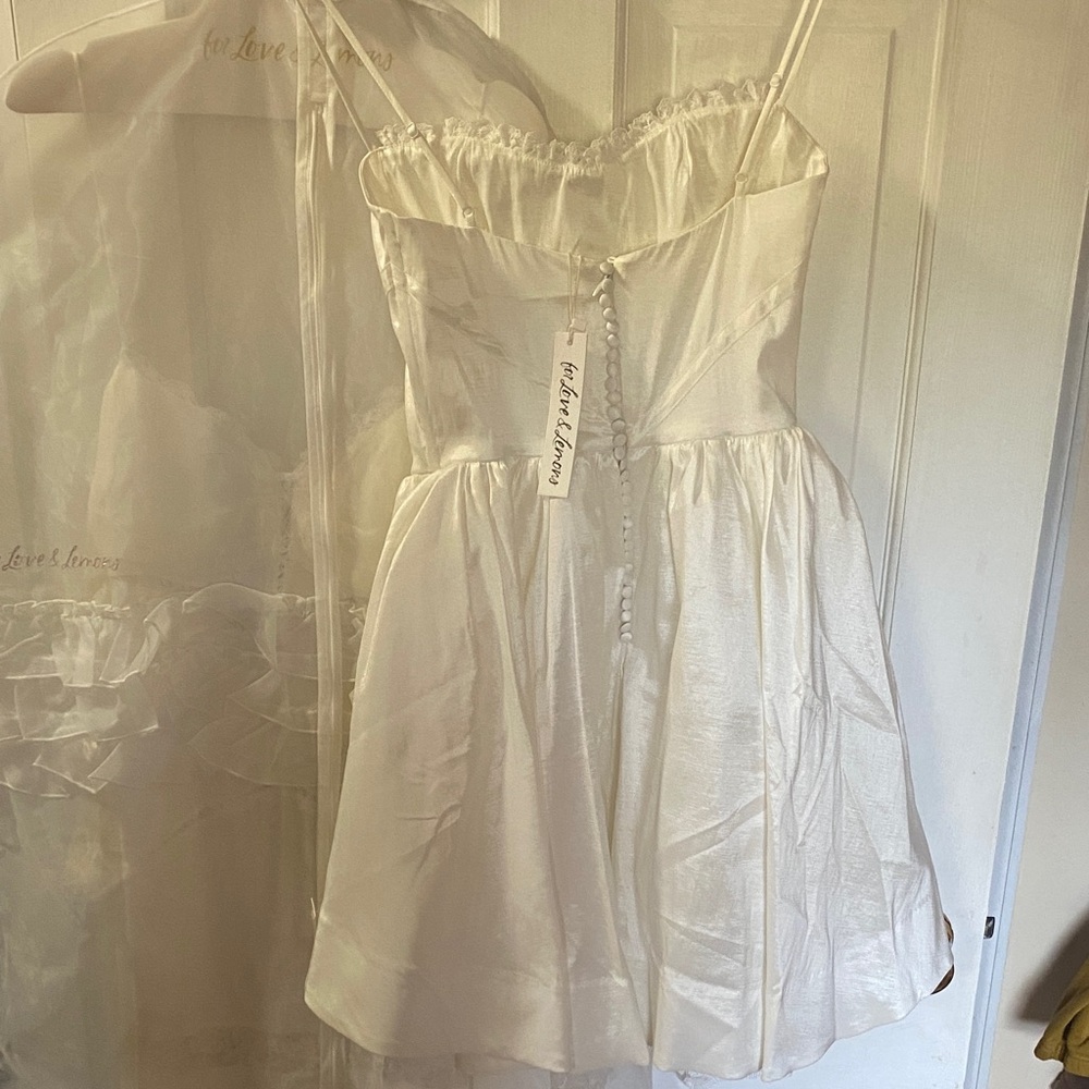 For Love And Lemons Evelyn White Satin Dress with Cover - Picture 6 of 8